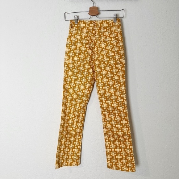 Zara The Dreed Flare in Abstract Floral Golden Denim Jeans - Picture 3 of 9